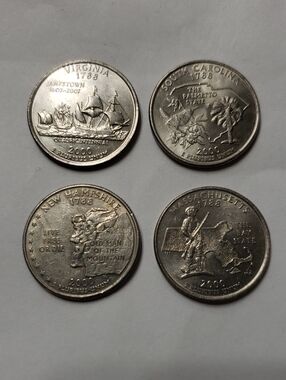 2000 Set of Four U.S. State Quarters - Silver Tone